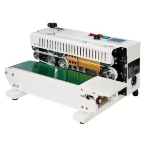 continuous bag band sealing machine, 0.24 0.47 in/6 12 mm seal width, horizontal band sealer machine with digital temperature control, bag sealer for 0.02 0.8 mm plastic bags with count function