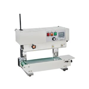 continuous bag band sealing machine, 0.24 0.47 in/6 12 mm seal width, vertical band sealer machine with digital temperature control, carbon steel bag sealer for 0.02 0.8 mm plastic bags films