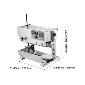 continuous bag band sealing machine, 0.24 0.47 in/6 12 mm seal width, vertical band sealer machine with digital temperature control, stainless steel bag sealer for 0.02 0.8 mm plastic bags films