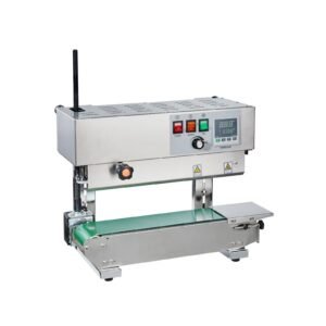 continuous bag band sealing machine, 0.24 0.47 in/6 12 mm seal width, vertical band sealer machine with digital temperature control, stainless steel bag sealer for 0.02 0.8 mm plastic bags films