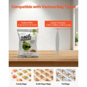 continuous sealing machine, 0.32 0.47 in seal width, automatic continuous band sealer with digital temperature control, automatic shutdown, heat sealing machine for 0.002 0.0.008 in plastic bags