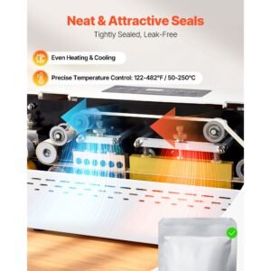 continuous sealing machine, 0.32 0.47 in seal width, automatic continuous band sealer with digital temperature control, automatic shutdown, heat sealing machine for 0.002 0.0.008 in plastic bags