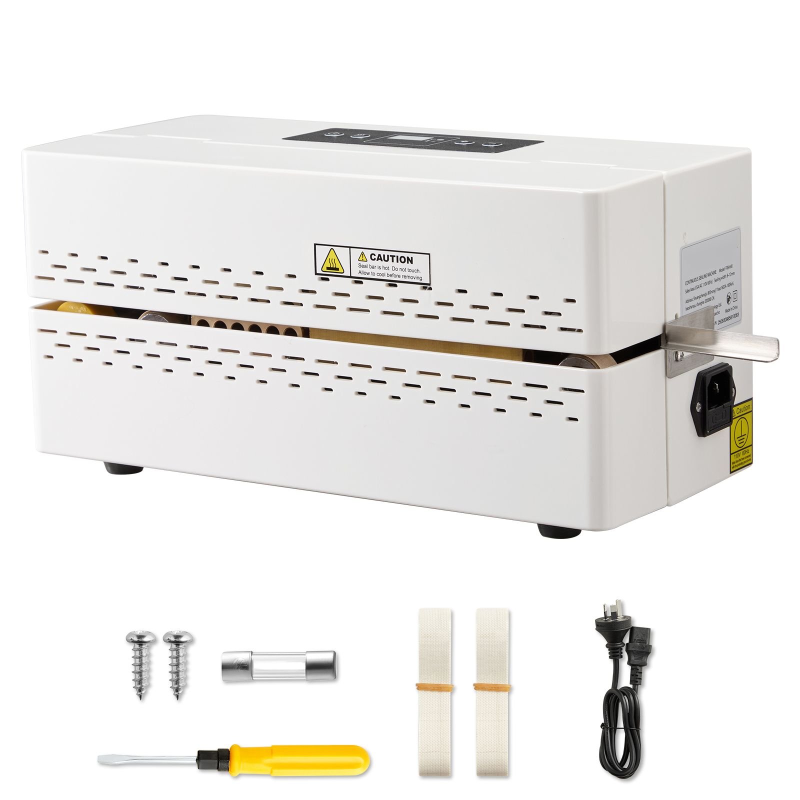 continuous sealing machine, 0.32 0.47 in seal width, automatic continuous band sealer with digital temperature control, automatic shutdown, heat sealing machine for 0.002 0.0.008 in plastic bags