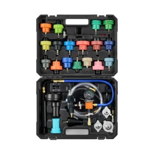 coolant pressure tester kit, 47pcs radiator vacuum refill kit with 3 metal adapters, universal fit, automotive cooling system pressure tester tool, with pressures pump & aluminum plastic filler