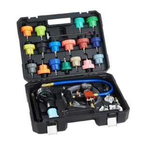 coolant pressure tester kit, 47pcs radiator vacuum refill kit with 3 metal adapters, universal fit, automotive cooling system pressure tester tool, with pressures pump & aluminum plastic filler
