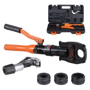 Copper Pipe Crimping Tool, Hydraulic Driven Press Tool with 1/2", 3/4", 1" Jaws, Copper Tube Fittings Pipe Crimpers for Narrow Spaces and Tee Fittings
