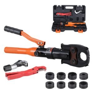 Copper Pipe Crimping Tool, Hydraulic Driven Press Tool with 1/2", 3/4", 1" Jaws for Copper Pipe and 3/8", 1/2", 5/8", 3/4", 1" Jaws for ASTM F1807 Pex Pipe Copper Ring