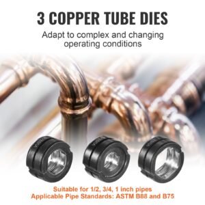 copper press tool tube fittings crimping kit, pro press crimper with 1/2", 3/4", 1" quick change jaws, 360° rotatable crimp tool & locking pin, extendable handle, meet astm b88 and b75 standard
