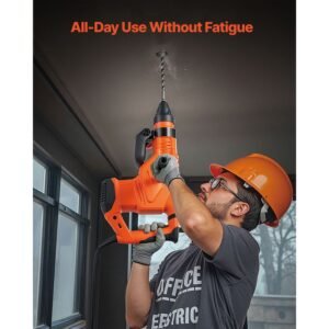 corded hammer drill, 1600w 175 350rpm electric demolition drills, 2 inch sds max rotary hammer driver, 3 functions chipping power tool kit for concrete, drilling wood plastic