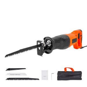 Corded Reciprocating Saw, 120 Volt 7.5 Amp, 2800 SPM Variable Speed, 1-1/8 inch Stroke Length, Electric Reciprocating Saw with 8 Blades and Carrying Bag, for Wood, Metal, and Plastic Cutting
