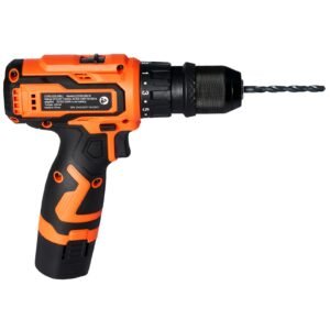 cordless drill driver, 5 in 1, metal chuck, dual speed variable, drill driver kit with 2 lithium batteries and charger, tool box, for wood and metal drilling, screw tightening or loosening