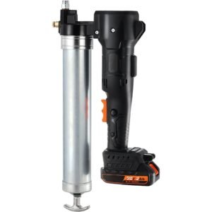cordless grease gun, 20 volt, 10,000 psi, 39" long hose, electric grease gun kit professional high pressure battery powered grease gun with carrying case, battery and charger included, black