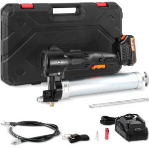 Cordless Grease Gun, 20-Volt, 10,000 PSI, 39" Long Hose, Electric Grease Gun Kit Professional High Pressure Battery Powered Grease Gun with Carrying Case, Battery and Charger Included, Black