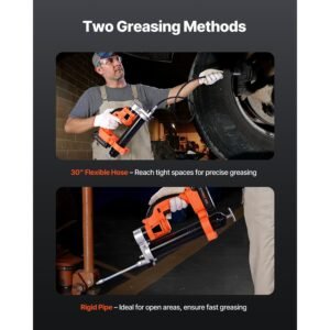 cordless grease gun, 8000 psi max pressure, 20v electric grease gun with 2.0 ah battery & led light, 30 inch long hose & carrying case, variable speed triggers, vehicles or machines greasing