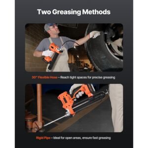 cordless grease gun, 8000 psi max pressure, 20v electric grease gun with 2.0 ah battery & led light, 35.4 inch long hose & carrying case, variable speed triggers, vehicles or machines greasing