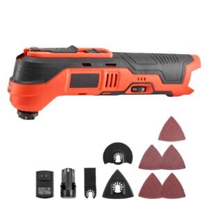 Cordless Oscillating Tool, 12V Multitool Oscillating Saw Tool with 6 Variable Speeds 6000 - 17500 OPM, 3.2° Oscillation Angle, 2.0Ah Battery Pack & Charger, 8PCS Saw Accessories & LED Work Light