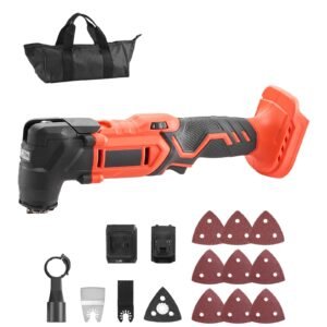 Cordless Oscillating Tool, 20V Oscillating Multi Tool Kit with 6 Variable Speeds 8500 - 17000 OPM, 3.2° Oscillation Angle, 2.0Ah Battery Pack & Charger, 12PCS Saw Accessories & LED Work Light