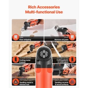 cordless oscillating tool, 20v oscillating multi tool kit with 6 variable speeds 8500 17000 opm, 3.2° oscillation angle, 2.0ah battery pack & charger, 12pcs saw accessories & led work light