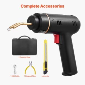 cordless plastic welder, 120w plastic welding gun with 400pcs 4 types hot staples, rechargeable hot staple welding gun, plastic car bumper repair kit for kayak, toys, plastic crack repair