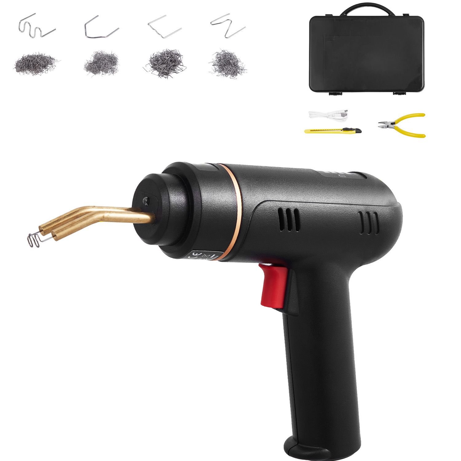cordless plastic welder, 120w plastic welding gun with 400pcs 4 types hot staples, rechargeable hot staple welding gun, plastic car bumper repair kit for kayak, toys, plastic crack repair