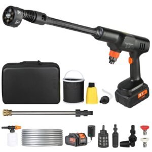 cordless pressure washer, 652 psi 1.0 gpm portable power cleaner, handheld high pressure car washer gun with 4.0ah battery, charger, 6 in 1 nozzle, for home/floor cleaning & watering