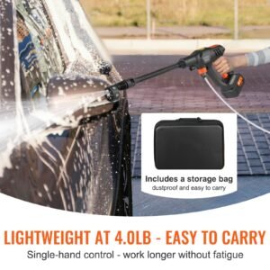 cordless pressure washer, 652 psi 1.1 gpm portable power cleaner, handheld high pressure car washer gun with 4.0ah battery, charger, 6 in 1 nozzle, for home/floor cleaning & watering