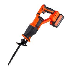 cordless reciprocating saw, 20 v, 3000 spm variable speed, 1 inch stroke length, electric reciprocating saw with battery, charger, 8 blades, and carrying bag, for wood and plastic cutting