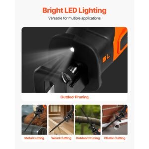 cordless reciprocating saw, 20 v, 3000 spm variable speed, 1 inch stroke length, electric reciprocating saw with battery, charger, 8 blades, and carrying bag, for wood, metal and plastic cutting