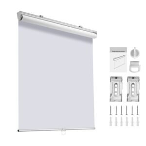 cordless roller shades, 34 x 72 in, pull down blackout blinds for windows room darkening, thermal insulated, easy to install, blackout roller shades for bedroom, bathroom, home, office, white