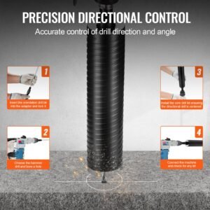 core drill bit, 2.5" wet/dry diamond core drill bits for brick and block, concrete core drill bit with pilot bit adapter and saw blade, 9.5" drilling depth, 5/8" 11 inner thread, laser welding