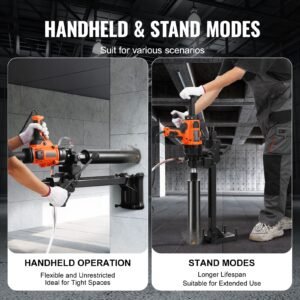 core drill machine, 0.8 6.3in drilling diameter handheld diamond core drill rig with stand and core drill bit, 2000w rugged concrete core drill, wet and dry use, for concrete, brick, marble