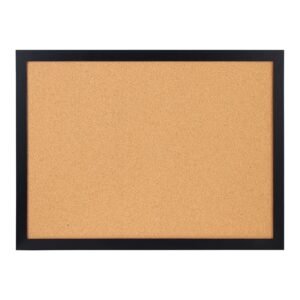 cork board, 24 x 18 inches, double sided bulletin board with mdf sticker frame, vision board includes 10 pushpins, for display and decoration in office home and school