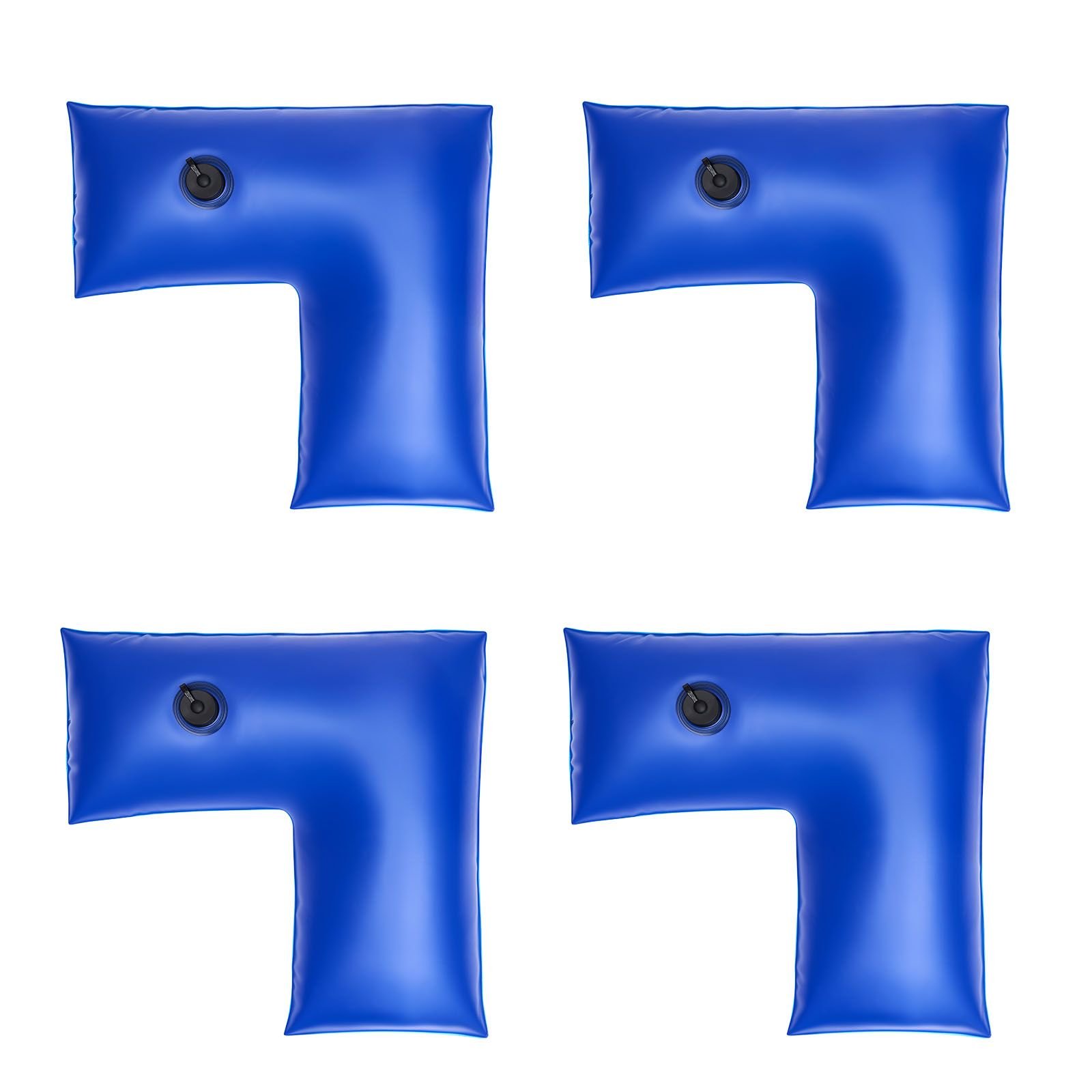 corner pool water tubes, 4 pack 22.4 x 22.2 in, corner winter water bags with leakproof screw cap, 0.4mm heavy duty pvc, cold resistant weights for inground swimming pool covers