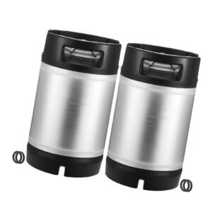 Corny Keg, 2.5 Gallon Ball Lock Keg, SUS304 Cold Brew Kegs with Dual Rubber Handles & Heavy-Duty Rubber Bottom, Brewing Equipment for Home Brewing Party, 2 PCS