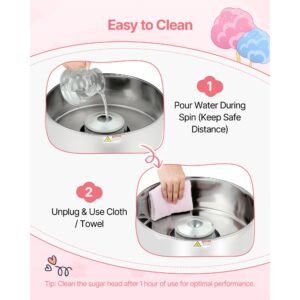 cotton candy machine commercial, 1000w electric candy floss maker, easy use with 15 inch stainless steel bowl and sugar scoop, makes hard candy for home kids birthday, family party, blue