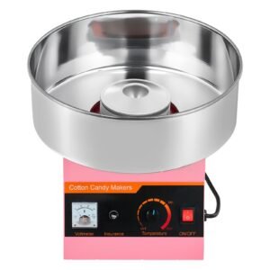 cotton candy machine commercial, 1000w electric candy floss maker, easy use with 15 inch stainless steel bowl and sugar scoop, makes hard candy for home kids birthday, family party, pink