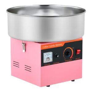 cotton candy machine commercial, 1000w electric candy floss maker, easy use with 15 inch stainless steel bowl and sugar scoop, makes hard candy for home kids birthday, family party, pink