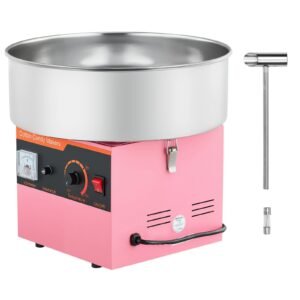Cotton Candy Machine Commercial, 1000W Electric Candy Floss Maker, Easy Use with 15 inch Stainless Steel Bowl and Sugar Scoop, Makes Hard Candy for Home Kids Birthday, Family Party, Pink