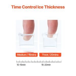 countertop ice maker, 32 cubes ready in 15 mins, 46lbs in 24hrs, self cleaning portable ice maker with convenient ice transfer, ice machine with 3 sizes ice cube for home kitchen office party