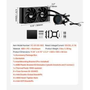 cpu liquid cooler, aio cpu water cooler 120mm pwn fans, pump, 1.8'' display, max. 2200rpm cpu cooling fan, efficient black pc water cooler for intel 115x/1366/2011/1700/1200, amd am4/am5