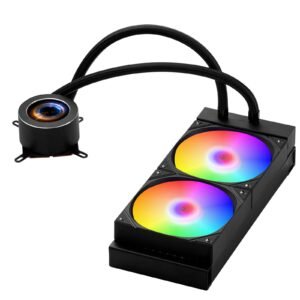CPU Liquid Cooler, AIO CPU Water Cooler - 120mm PWN Fans & Pump, Customizable Black PC Liquid Cooler with 2.1'' LCD Display & ARGB light, for Intel 115X/1366/2011/1700/1200, AMD AM4/AM5