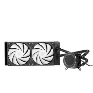 cpu liquid cooler, aio cpu water cooler 120mm pwn fans & pump, customizable black pc liquid cooler with 2.1'' lcd display & argb light, for intel 115x/1366/2011/1700/1200, amd am4/am5
