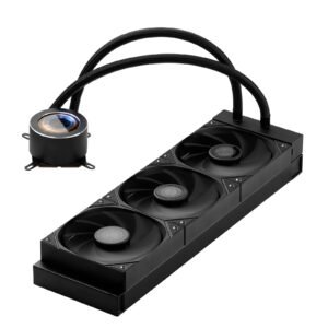 CPU Liquid Cooler, AIO CPU Water Cooler - 3 x 120mm PWN Fans, Pump & 2.1'' LCD Display, Max 2200PRM Black CPU Cooling Fan, Compatible for Intel 115X/1366/2011/1700/1200, AMD AM4/AM5