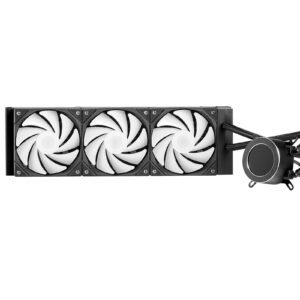 cpu liquid cooler, aio cpu water cooler 3 x 120mm pwn fans & pump, customizable black pc liquid cooler with 2.1'' lcd display & argb light, for intel 115x/1366/2011/1700/1200, amd am4/am5