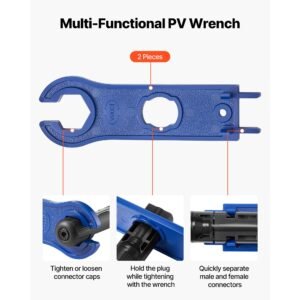 crimping tool, 14 10 awg ratcheting solar connector crimper tool kit, clear metric & awg markings, with 10 pairs solar connectors, 10 pairs of cable connectors, wrenches, and a storage case
