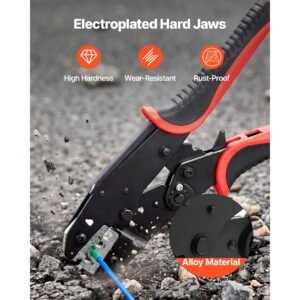 crimping tool, 24 10 awg ratcheting wire crimper tool, labor saving electrical terminal crimp pliers with clear metric & awg markings, quick release, adjustable pressure for multiple terminals