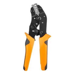 Crimping Tool, 24-12 AWG Ratcheting Wire Crimper Tool, Labor-Saving Electrical Terminal Crimp Pliers with Clear Metric & AWG Markings, Quick Release, Adjustable Pressure for Multiple Terminals
