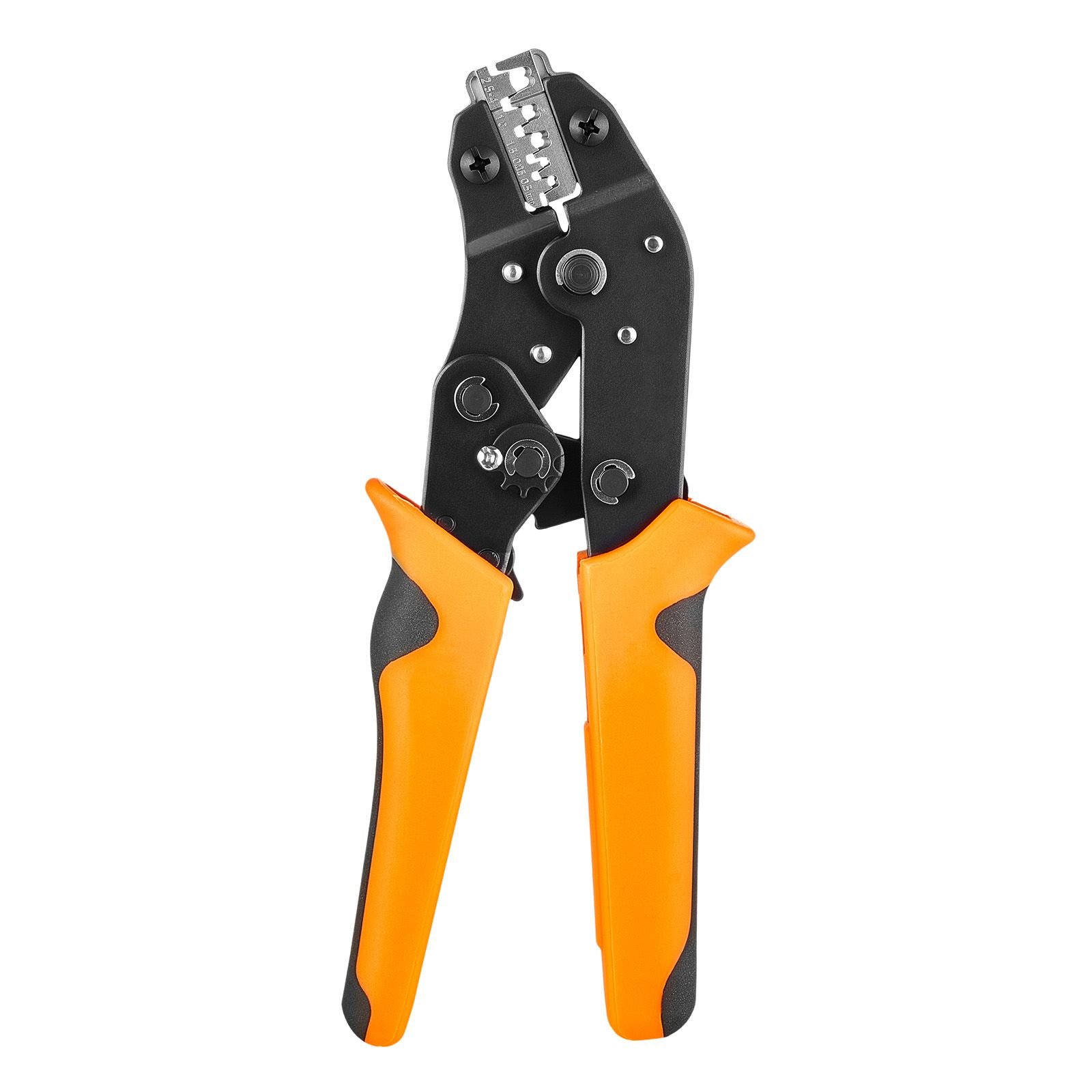 crimping tool, 24 12 awg ratcheting wire crimper tool, labor saving electrical terminal crimp pliers with clear metric & awg markings, quick release, adjustable pressure for multiple terminals