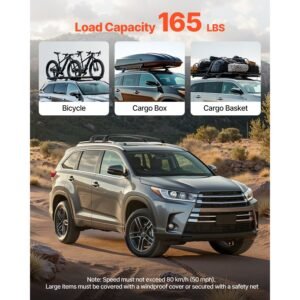 cross bars roof racks, 165lbs capacity, compatible with toyota highlander 2014 2019 xle, limited, se with flush roof rails, heavy duty aluminum crossbar racks roof rail rooftop luggage canoe