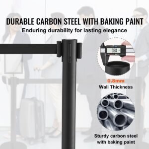 crowd control stanchions, 6 pack crowd control barriers, carbon steel baking painted stanchion queue post with sign holder & 3pcs 6.5ft retractable belt, belt barrier line divider, easy assembly